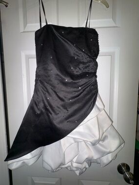 Masquerade Black and White Strapless Cocktail Dress